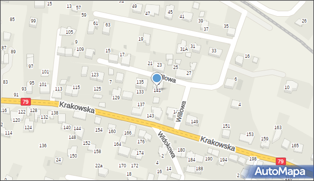 Zabierzów, Krakowska, 141, mapa Zabierzów
