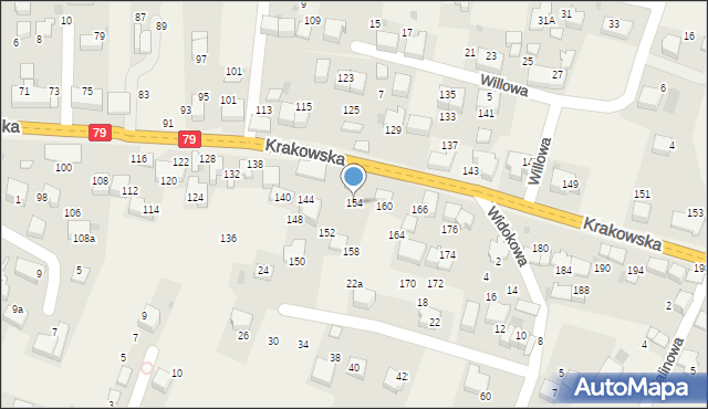 Zabierzów, Krakowska, 154, mapa Zabierzów