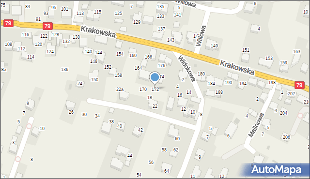 Zabierzów, Krakowska, 172, mapa Zabierzów