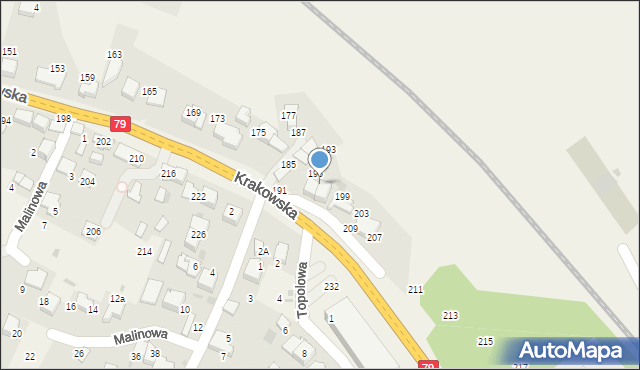 Zabierzów, Krakowska, 197, mapa Zabierzów