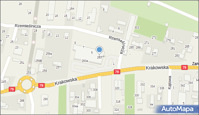 Zabierzów, Krakowska, 263, mapa Zabierzów