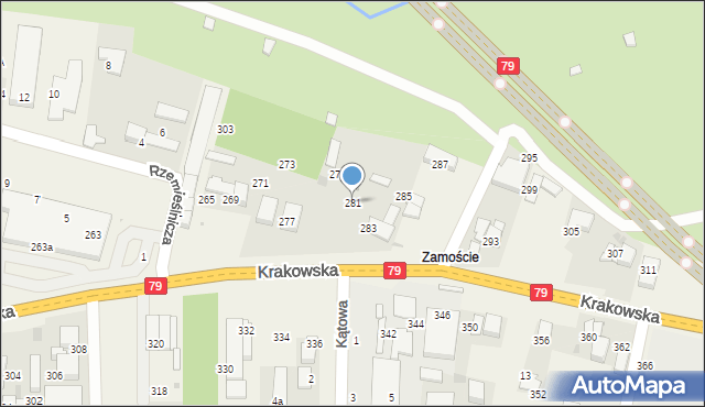 Zabierzów, Krakowska, 281, mapa Zabierzów
