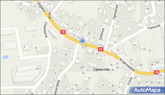 Zabierzów, Krakowska, 4, mapa Zabierzów