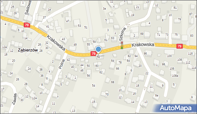 Zabierzów, Krakowska, 52, mapa Zabierzów