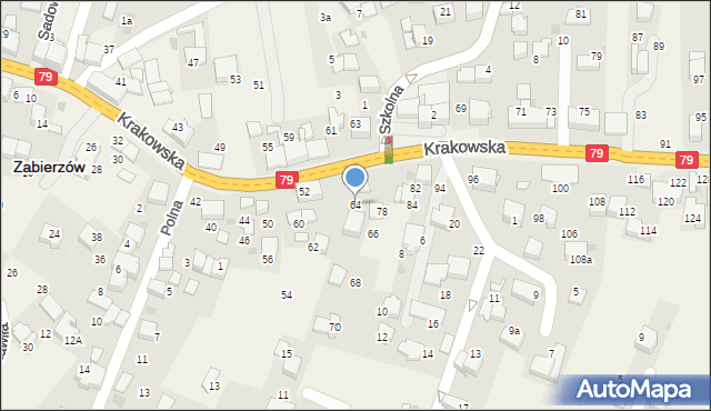 Zabierzów, Krakowska, 64, mapa Zabierzów