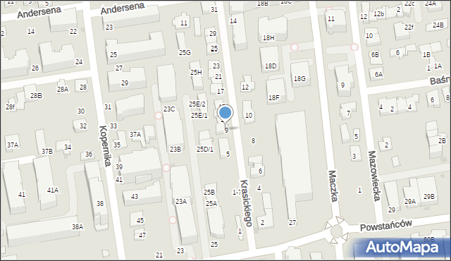 Ząbki, Krasickiego Ignacego, bp., 9, mapa Ząbki