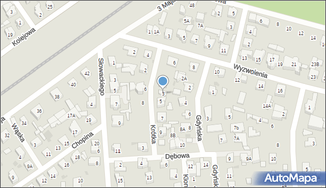 Ząbki, Krótka, 3, mapa Ząbki