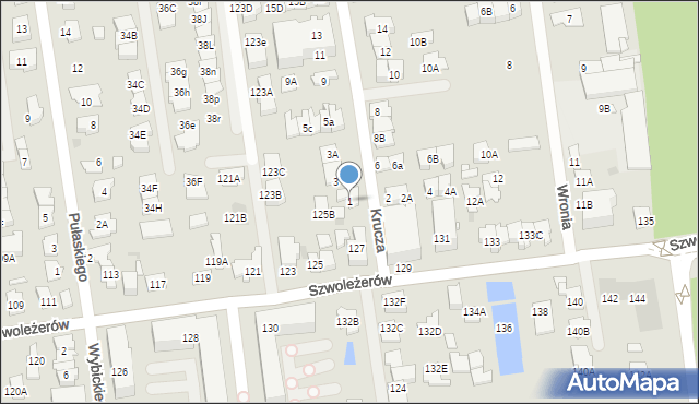 Ząbki, Krucza, 1, mapa Ząbki