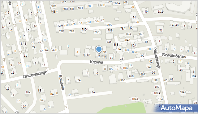 Ząbki, Krzywa, 7, mapa Ząbki