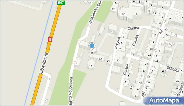 Ząbkowice Śląskie, Krzywa, 6a, mapa Ząbkowice Śląskie