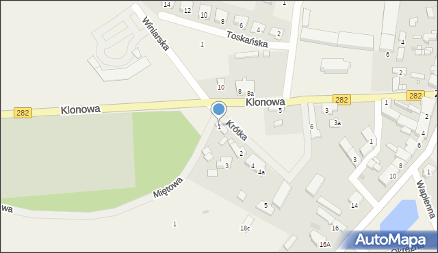 Zabór, Krótka, 1, mapa Zabór