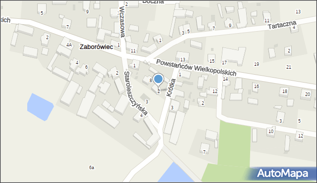Zaborówiec, Krótka, 2, mapa Zaborówiec