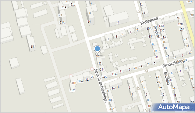 Zabrze, Króla Jana III Sobieskiego, 20, mapa Zabrza
