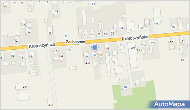 Zacharzew, Krotoszyńska, 37, mapa Zacharzew