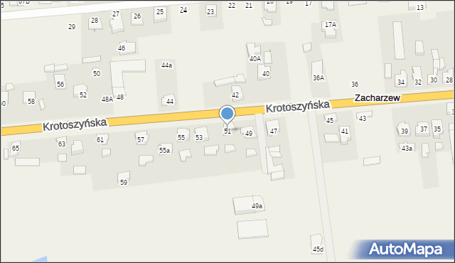 Zacharzew, Krotoszyńska, 51, mapa Zacharzew
