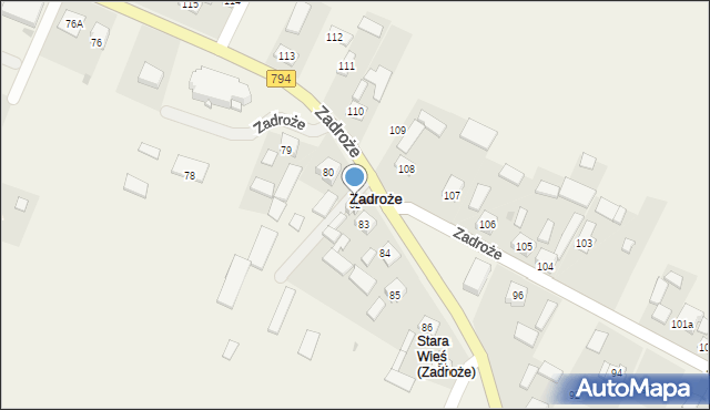 Zadroże, Krakowska, 140, mapa Zadroże