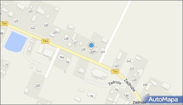 Zadroże, Krakowska, 149, mapa Zadroże