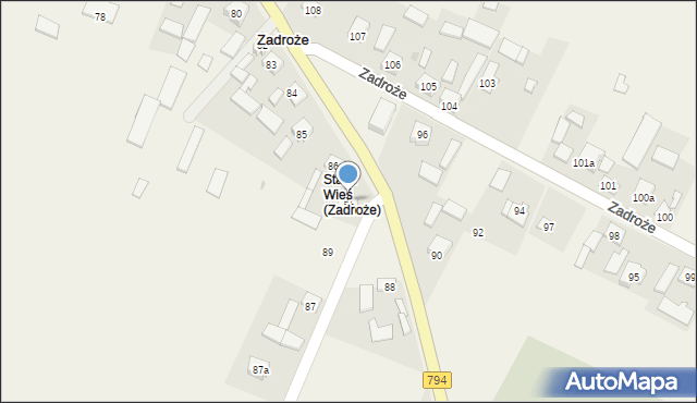 Zadroże, Krakowska, 152, mapa Zadroże