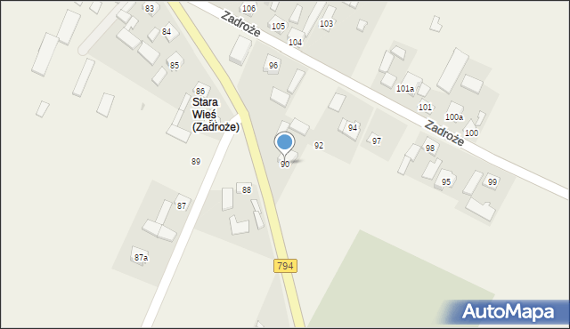 Zadroże, Krakowska, 165, mapa Zadroże