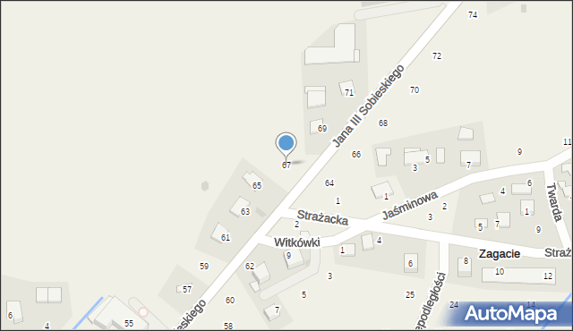Zagacie, Króla Jana III Sobieskiego, 67, mapa Zagacie