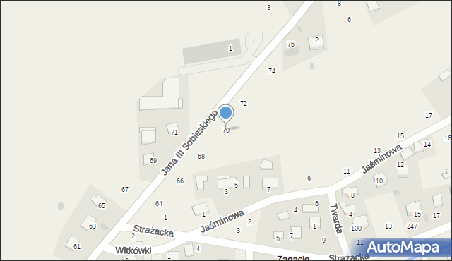 Zagacie, Króla Jana III Sobieskiego, 70, mapa Zagacie