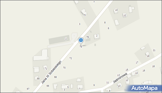 Zagacie, Króla Jana III Sobieskiego, 74, mapa Zagacie