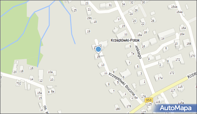 Zakopane, Krzeptówki Boczne, 15, mapa Zakopanego