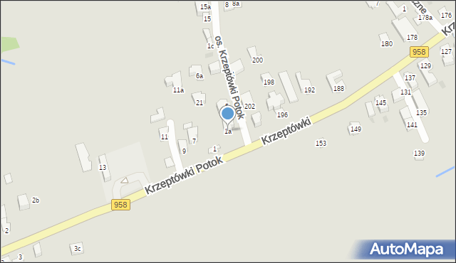 Zakopane, Krzeptówki Potok, 1a, mapa Zakopanego