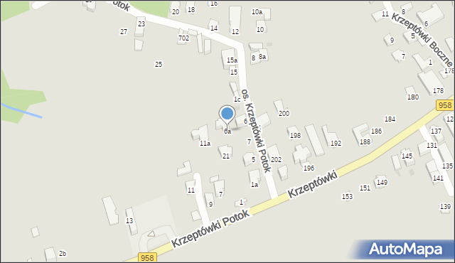 Zakopane, Krzeptówki Potok, 6a, mapa Zakopanego
