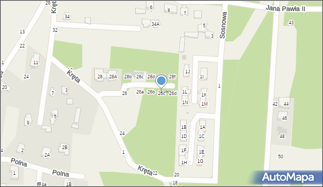 Zakręt, Kręta, 26c, mapa Zakręt
