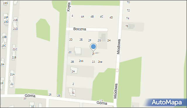 Zakręt, Kręta, 2I, mapa Zakręt