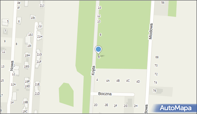 Zakręt, Kręta, 6, mapa Zakręt