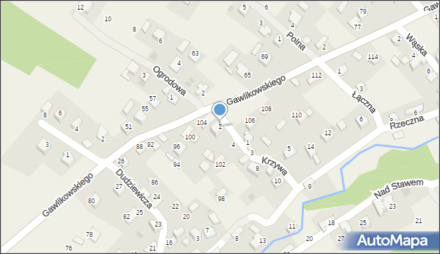 Zalas, Krzywa, 2, mapa Zalas