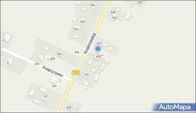 Zalesie, Krakowska, 636, mapa Zalesie