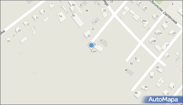 Zambrów, Krajewskiego Marcina, ks., 28, mapa Zambrów