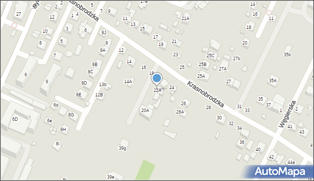 Zamość, Krasnobrodzka, 22A, mapa Zamościa