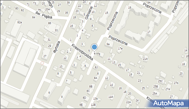 Zamość, Krasnobrodzka, 7, mapa Zamościa