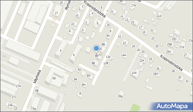 Zamość, Krasnobrodzka, 8D, mapa Zamościa