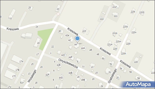 Zamość, Kresowa, 44b, mapa Zamościa