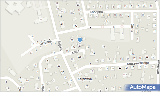 Zamość, Kręta, 17, mapa Zamościa