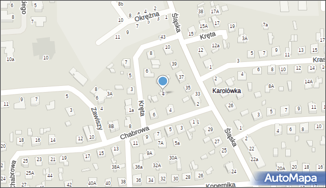 Zamość, Kręta, 4, mapa Zamościa