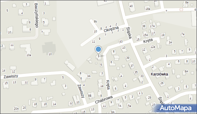 Zamość, Kręta, 7, mapa Zamościa