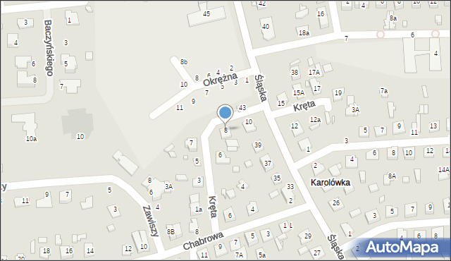 Zamość, Kręta, 8, mapa Zamościa