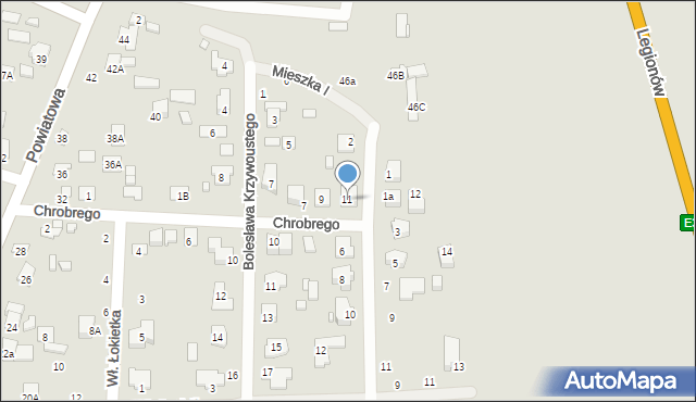 Zamość, Króla Bolesława Chrobrego, 11, mapa Zamościa