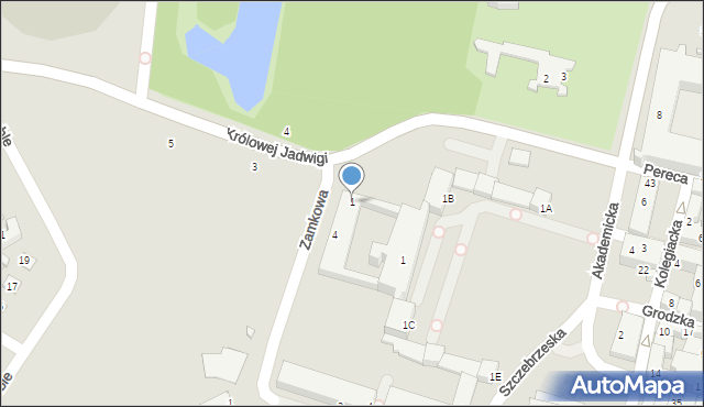 Zamość, Królowej Jadwigi, 1, mapa Zamościa