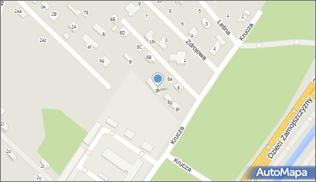 Zamość, Krucza, 8h, mapa Zamościa