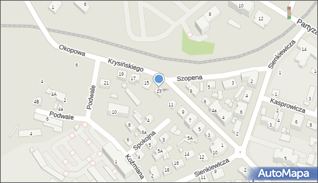 Zamość, Krysińskiego Jana, płk., 13, mapa Zamościa