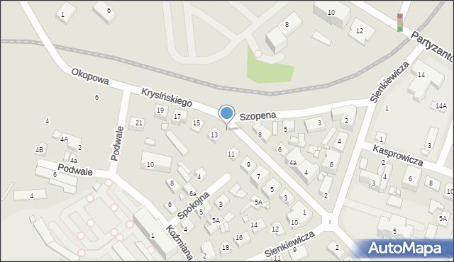 Zamość, Krysińskiego Jana, płk., 13a, mapa Zamościa