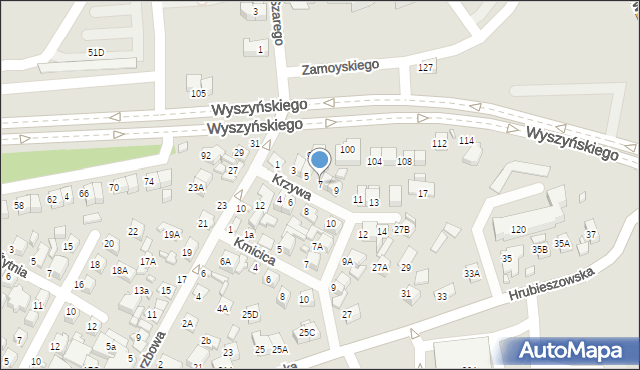 Zamość, Krzywa, 7, mapa Zamościa