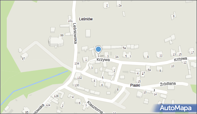 Żarki, Krzywa, 1, mapa Żarki